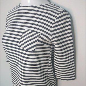 Merona Black and White Striped Top 3/4 Sleeve Small Petite